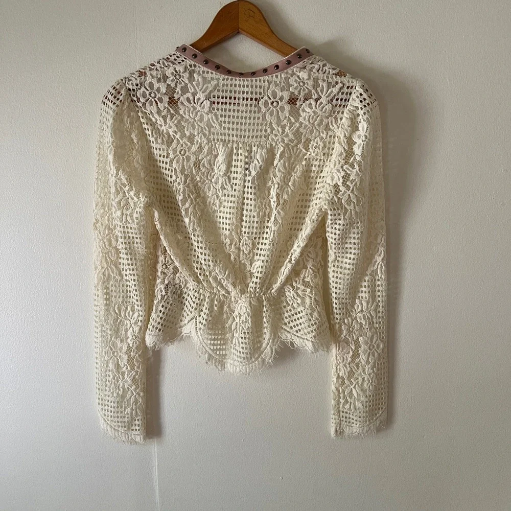 Free People Crochet Top XS Ivory Lace Crop Top NWT Festival Summer Feminine Boho